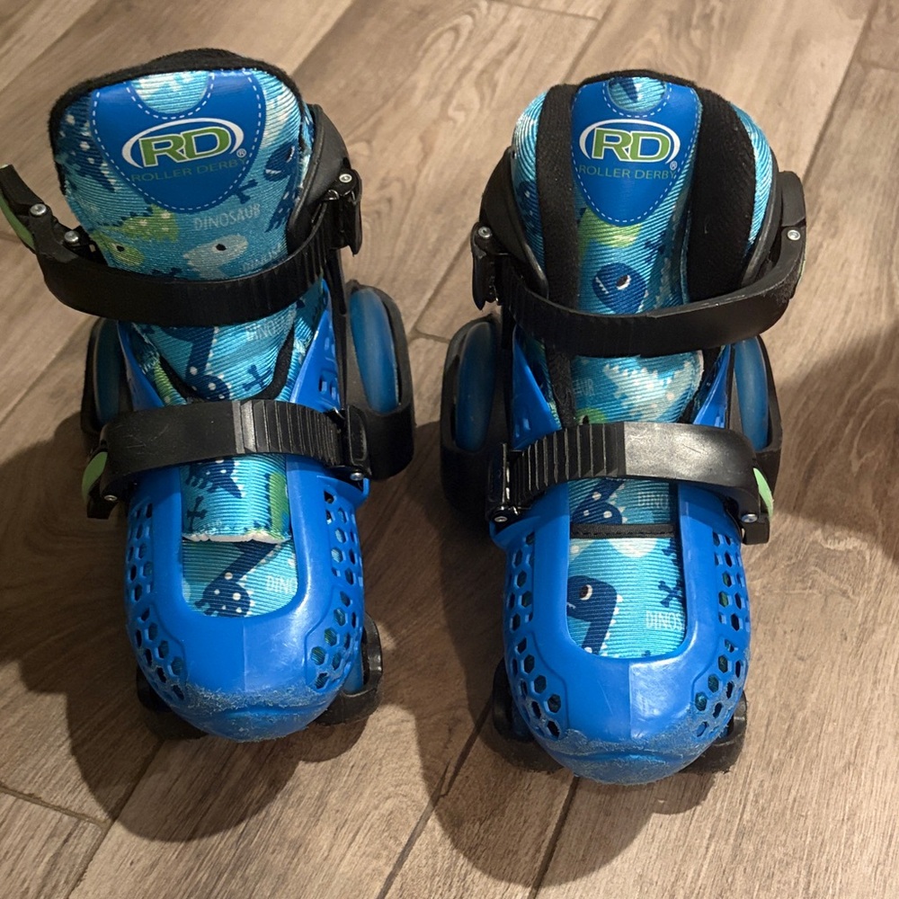 RD Kids Blue Dinosaur Roller Skates